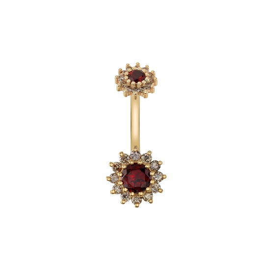 Charm with Medium Flat Heart - 4mm - Flush Set 1.5mm Gem in Center - 2x Jump Rings to Fit Navel Oriented Ring