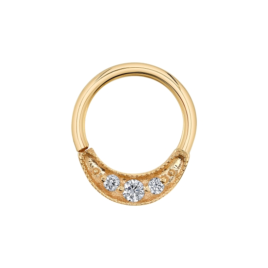 Lacey - Seam Ring with Millgrain Edges and 3 Prong Set Gems - 2x 1.5mm Gems, 2mm Center