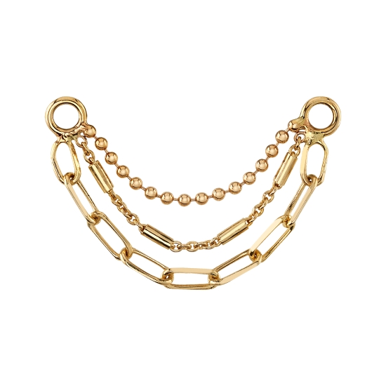 Aylin Chain Attachment - 3 Graduating Chains: First Chain 1 3/4in Bead - Next Chain Slightly Graduating Ophelia - Last Chain Slightly Graduating Capulet - Jump Rings at Each End