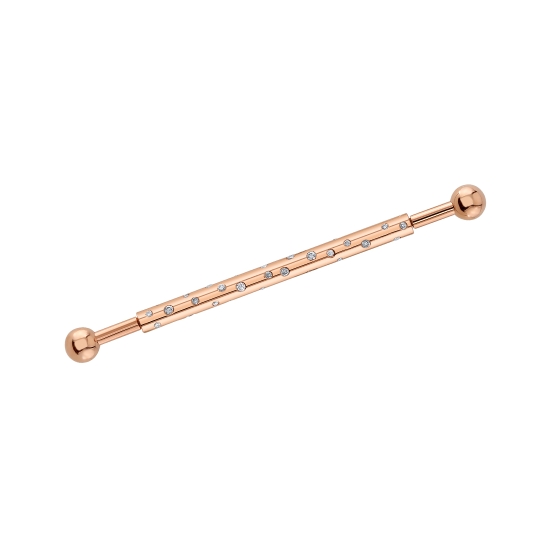 CUSTOM Celestial Industrial Barbell - 10GA 15/16in Straight Shaft with FIXED 14ga 5/16in Barbell at Each End - Sprinkling of Flush Set 21x 0.8mm and 14x 1mm Gems - 30.5mm TOTAL LENGTH (Not Including Ends)