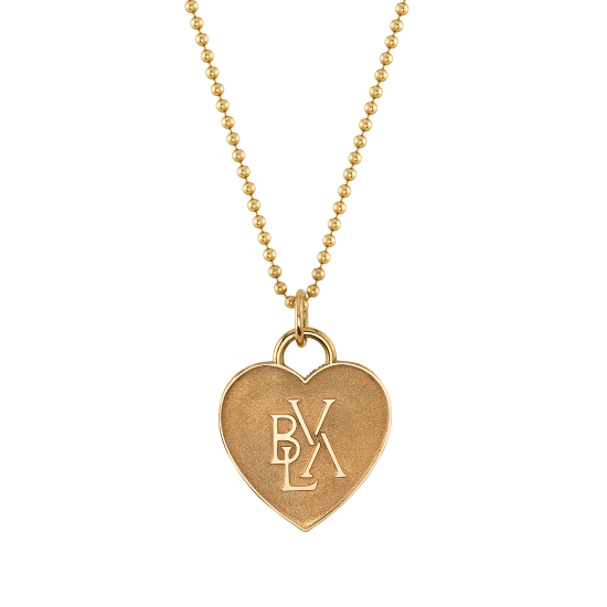 BVLA Love Pendant - 10mm Heart with BVLA Monogram - Raised Edges and Sandblasted Relief - 18GA 4mm Jump Ring Bail