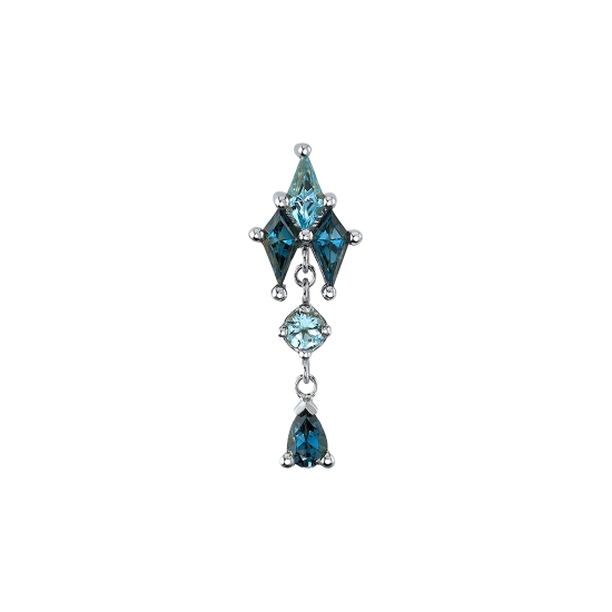 Threaded End - Howl - (3) 4x2mm Kite Prong Cluster with (1) 2mm Round and (1) 3x2mm Pear Prong Dangling from Short Lenth of 1mm Cable Chain
