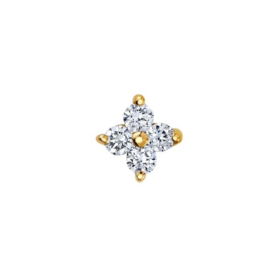 Charm with Quad Prong Cluster - 2x 2mm Prongs with 2x 1mm Prong Accents - 4.5mm - Jump Ring to Attach to NIPPLE Facing Ring