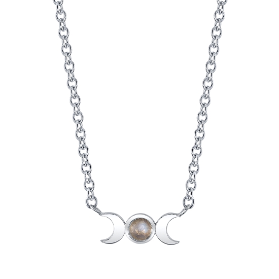 Threaded End - Goddess Moon - 3mm Round Cup with 2 Fixed 4mm Crescent Moons - Points Outward
