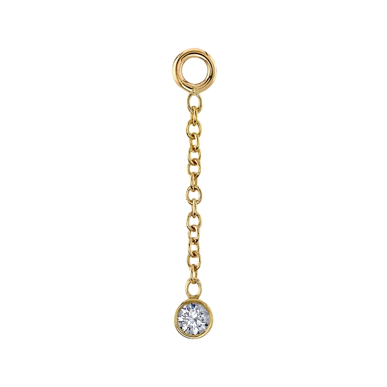 Charm with 2mm Bezel - Jump Ring to Attach to Navel Facing Ring