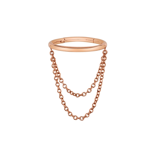 Kate - 16GA 1/2in Seam Ring with 1 Length of 1mm CABLE Chain Soldered On Either Side - SEAM PLACED OUTSIDE OF CHAINS - Ring to One Chain 5/8in - Conch Orientation