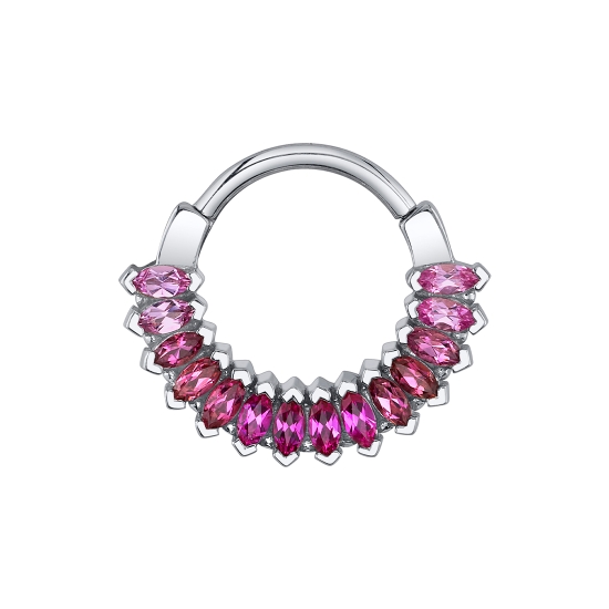 Sweet Dreams - Hinge Ring with 14x Marquise Prongs with Tiny Bead Detail Between Settings - 3x1.5mm Gems