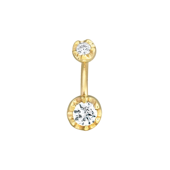 Curved Barbell - Classic Tulip - Threaded 5mm Tulip Top and Fixed 8mm Tulip Prong Bottom - 3+5mm Gems