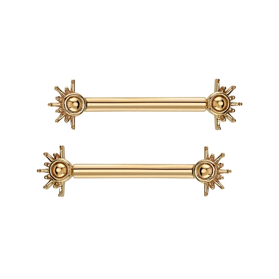 Live to Tell Bell - Straight Barbell with Forward Facing Live To Tell Ends - 6.5mm with 2mm Gems - One Side Threaded, One Side Fixed - Rays Point Out