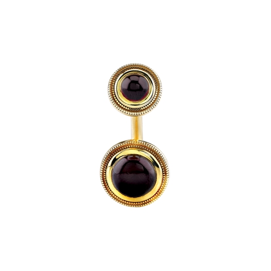 Regular Curved Barbell - Rioja - Threaded 7.25mm Millgrain Bezel Top and Fixed Closed Back 9.25mm Millgrain Bezel Bottom - 4 and 6mm Gems