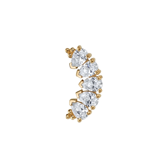 Chain Attachment - Adam - Single Length of 1mm Cable Chain with 16GA Jump Rings at Each End - Fixed Forward Facing 4mm CAB Prong in Center - 2x Forward Facing 2mm Cab Prongs on Each Side with 3mm of 1mm Cable Chain Between Each Gem - 1mm Cable Chain on Each End Connected to Jump Rings - 29mm Total Length
