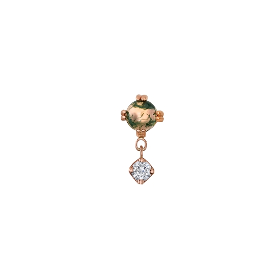 Pin - Cabochon Duet - 3mm Round CABOCHON PRONG Setting with 2mm Round Four Prong Dangle Connected by 2x Links of 1mm Cable Chain