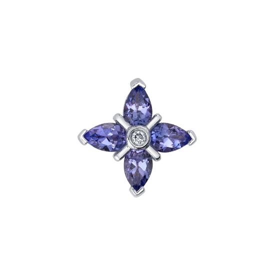 Threaded End with Admiral Pear - 9mm - 3x2mm Pear Prongs with Rays Between Gems and 1mm Bezel in Center - Pear Points Out