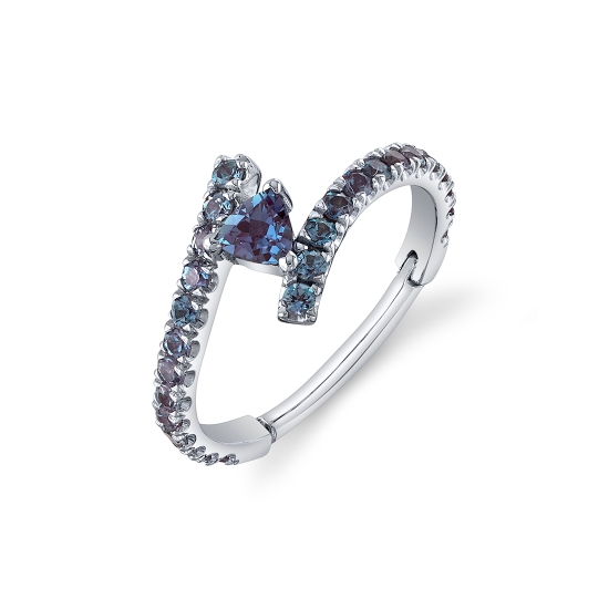 Finesse Trillion - Hinge Ring with Bypass Style Row of 24x 1.25mm Round Prongs and 3x3mm Trillion Prong in Center - 16GA Hinge