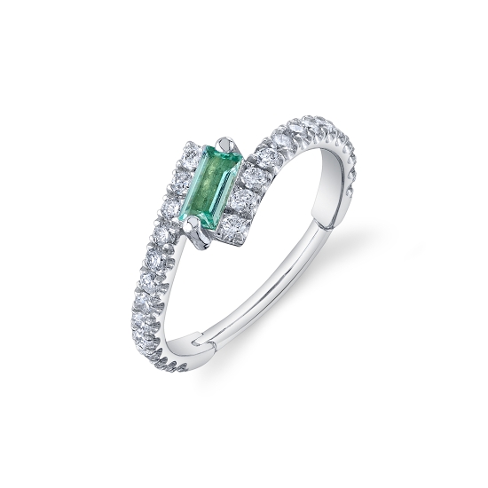 Finesse Baguette - Hinge Ring with Bypass Style Row of 24x 1.25mm Round Prongs and 4x2mm Baguette Prong in Center - 16GA Hinge