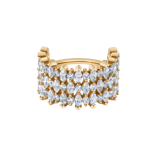 3 Row Narrows - 9mm Wide - Hinge Ring with 3 Rows of Alternating 1.5mm Round Prongs and 3x1.5mm Marquise Prongs - 16GA Hinge