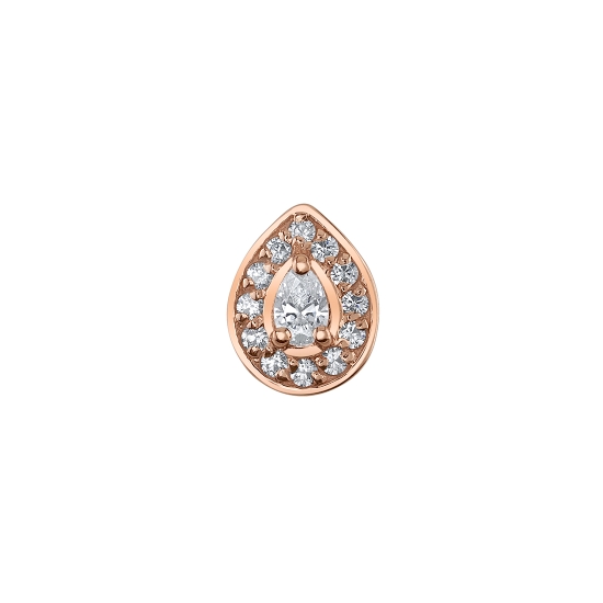 Threaded End with Tiny Pear Halo - 7.5x5mm - 3x2mm Prong Center Surrounded by 12x 1mm Prongs