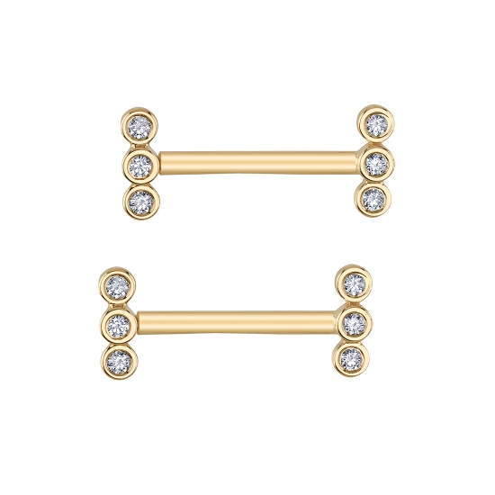 Threaded End - Mallory - Triple Tiered Bezel Design - 7mm - (3) 1.5mm Round Gems - REVERSE SET GEMS