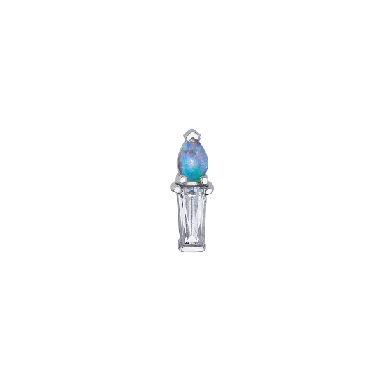 Threaded End with Candle - 9x2mm - 3x2mm Pear Prong with 4x2x1.5mm Tapered Baguette Prong Below