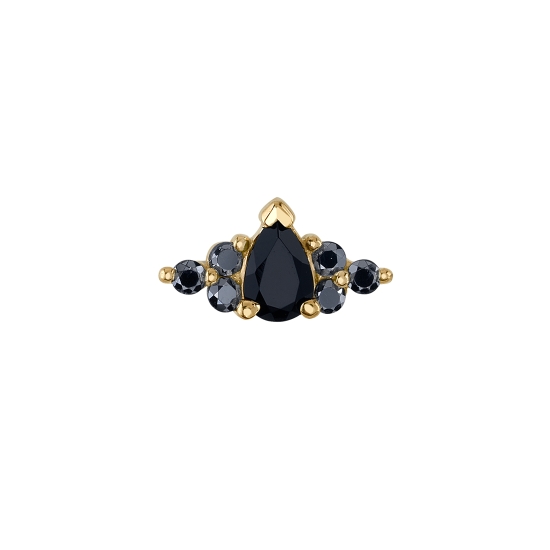 Pin with Embrace Pear - 3x2mm Pear Prong Center with 2x Tri Prong Clusters - 1mm Gems