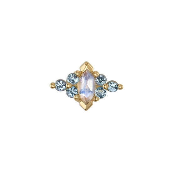 Pin with Embrace Marquise - 3x1.5mm Marquise Prong Center with 2x Tri Prong Clusters - 1mm Gems