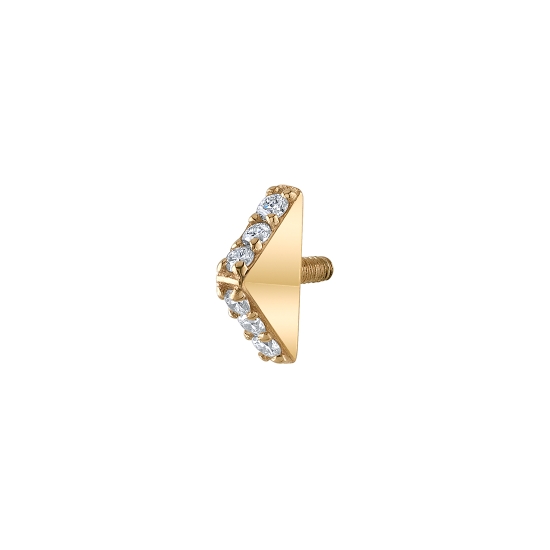 Threaded End - Dominique Pyramid - 6x3mm - (6) 1mm Round Gems Along Top Edge - Thread on Side Opposite of Gems