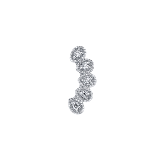Threaded End with Susan - 10mm - Curved Cluster with 5x Teardrop Millgrain Settings - 1mm Gems
