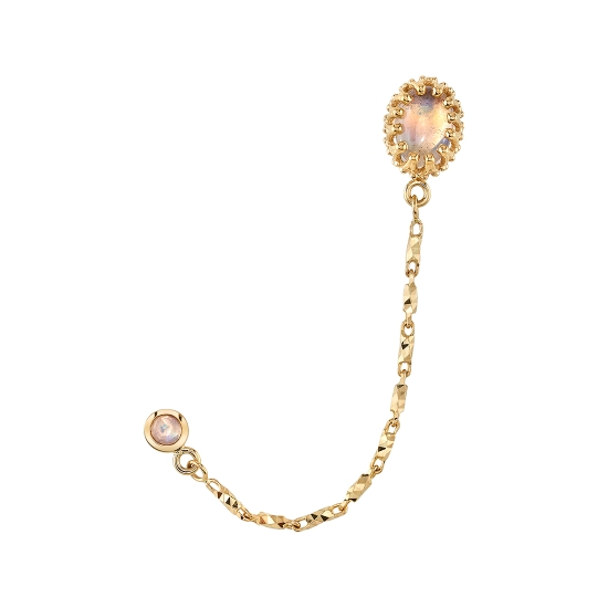 Estelle - 1.2mm Threaded 7x5mm Oval Crown Prong and 25GA Pin 3mm Round Cup - (1) 1 1/2in Length of Lago Chain Attached to Bottom of Oval Crown and Cup by Jump Rings