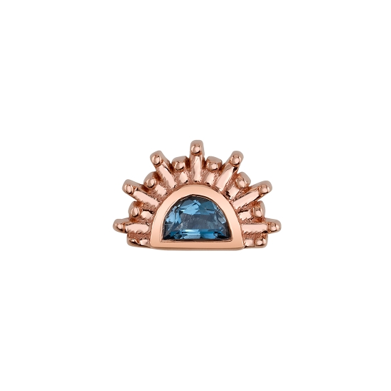 Threaded End with Lunette - 7mm - 3x2mm Half Moon Bezel with Small Rays on Curved Side