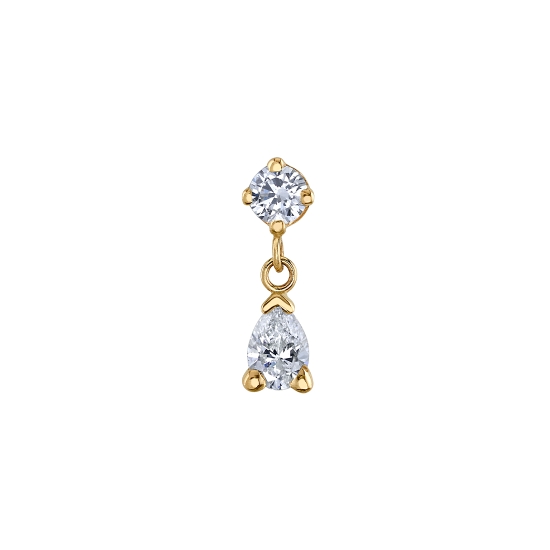 Pin - Echo - 2mm Round Four Prong Setting with 3x2mm Pear V Prong Dangle Connected by 2x Links of 1mm Cable Chain