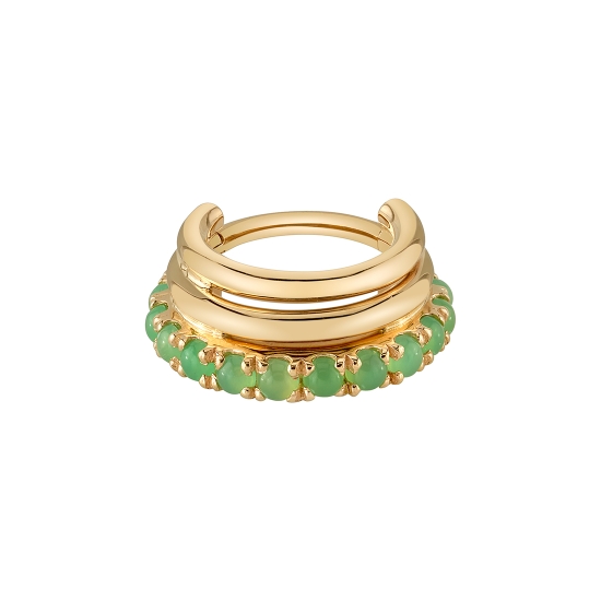 Krisha - Hinge Ring with 2x Graduating 16GA Rings and Navel Facing Row of 1.5mm Round Prongs - 16GA Hinge