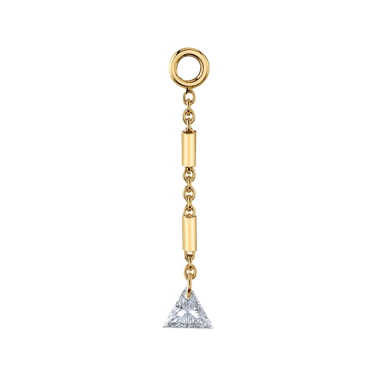 Elpis Charm - 5/16in Length of Ophelia Chain Fixed to Jump Ring with 3mm Drilled Trillion Gem - Jump Ring on Other End - To Fit Navel Facing Ring