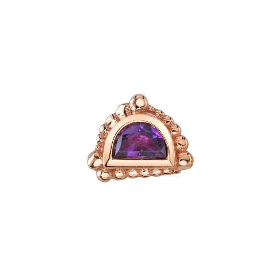 Threaded End with Beaded Moon - 6mm - 3x2mm Half Moon Bezel Surrounded by Tiny Graduating Bead Accents