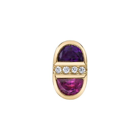 Threaded End with Mimas - 7x4mm - 2x Mirrored 3x2mm Half Moon Bezels with 4x 0.8mm Prong Accents in Between