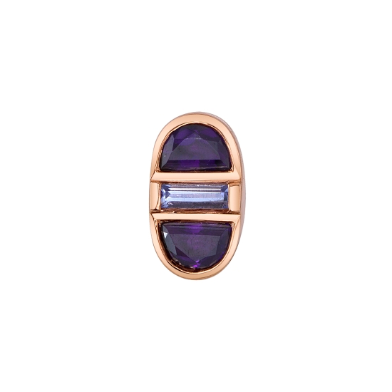Threaded End with Redshift - 7x4mm - Mirrored 3x2mm Half Moon Bezels with 3x1mm Straight Baguette Channel in Between