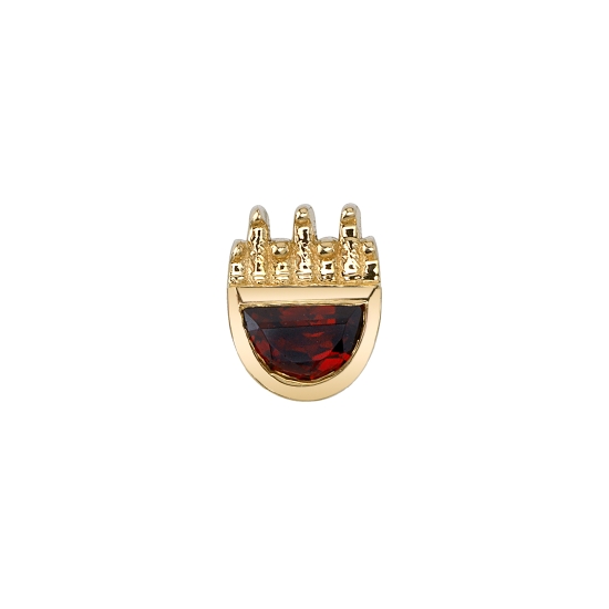 Threaded End with Cannonball - 4mm - 3x2mm Half Moon Bezel with Small Rays on Flat Side