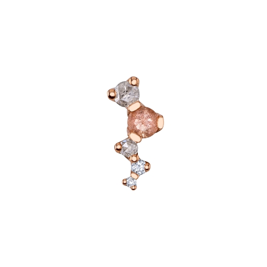 Threaded End with Ripple - 8.5mm - Prong Cluster with 2.5mm, 2mm, 1.5mm, 1.25mm, and 0.8mm Round Prongs - Curved to the RIGHT When Larger Gems Are On Top