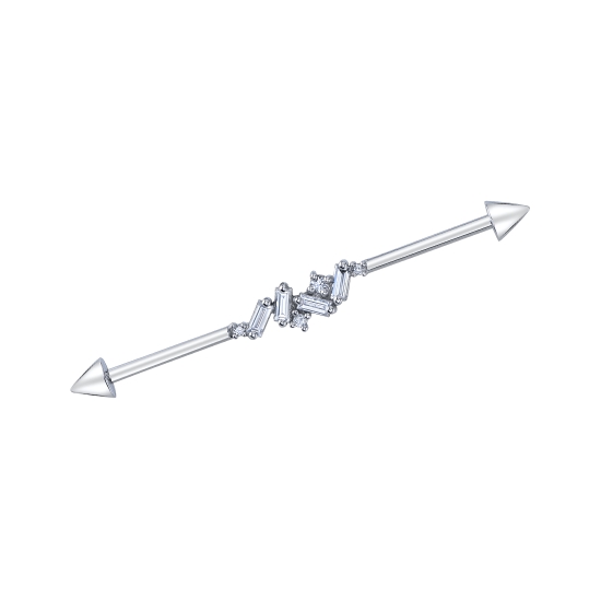 Spikey Genesis - 16GA Threaded 1 7/16in Straight Barbell with Fixed RIGHT ORIENTED Genesis in Center - Threaded 4x4mm Spike on Each End - GENESIS AS PART OF BARBELL