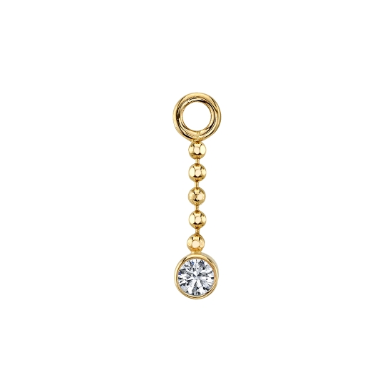 Charm - Comet - 6mm Length of 1mm Diamond Cut Bead Chain with 2mm Open Back Round Bezel - Jump Ring to Attach to Navel Facing Ring
