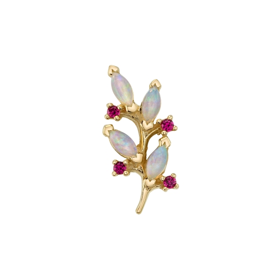 Threaded End - Bitter Sweet - 11.5x6mm - Branch With 4x 3x1.5mm Marquise Prong Leaves and 4x 1mm Round Prong Accents - CURVED TO THE LEFT