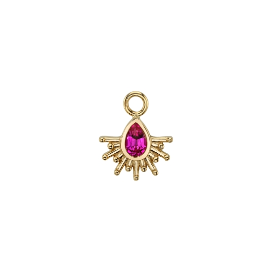 Charm with Borderline - 9x8mm - 4x2.5mm Gem - Jump Ring to Attach to Navel Facing Ring