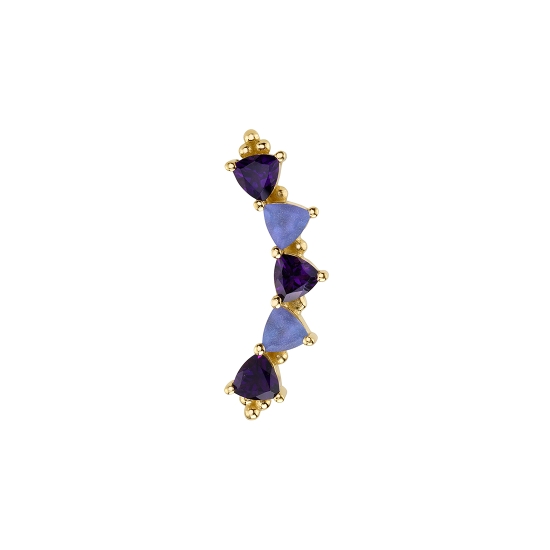 Threaded End with Trillion Panaraya - 18mm - (5) 3mm Trillion Prongs with Tiny Bead Accents - ALTERNATING GEMS