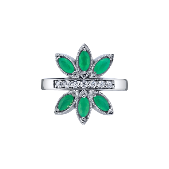 Tenaya - Hinge Ring - Design Measures Appox. 16mm Wide - Row of 1.5mm Round Prongs and 4x2mm Marquise Prongs on Either Side with MILLGRAIN EDGES - 16GA Hinge