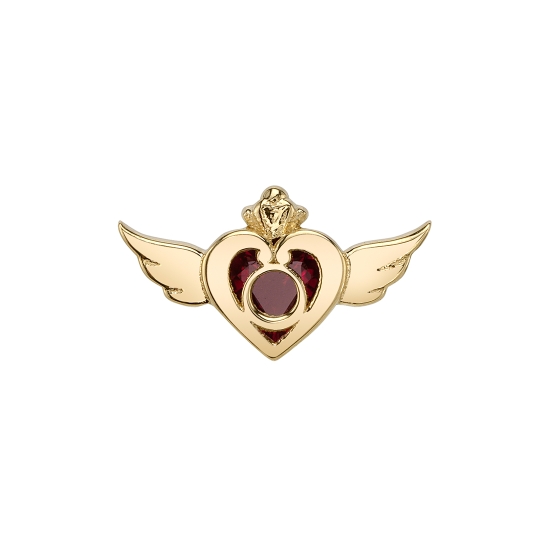 Threaded End - Crisis Moon - 10mm - Ornate Heart Bezel with Wings and Closed FLAT Back