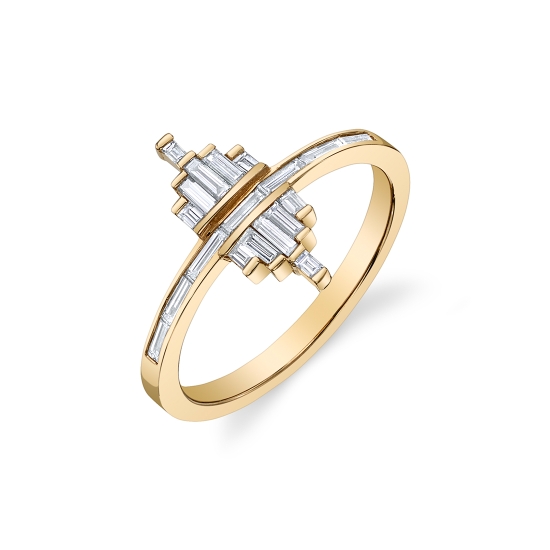 Finger Ring - Facade - Size 6 - 3x1mm, 2.5x1mm and 1.5x1mm gems