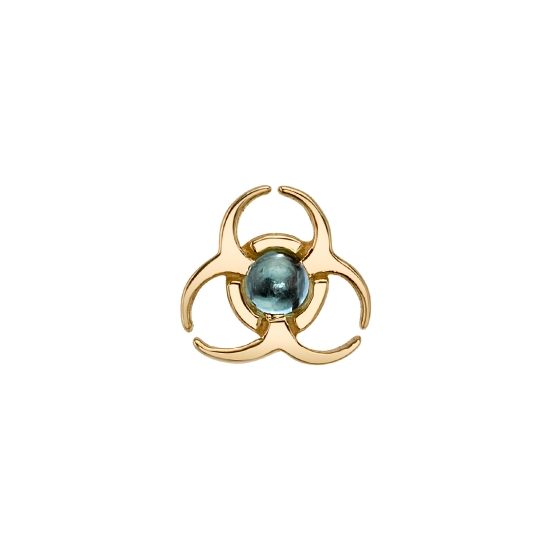 Pin with Biohazard Symbol - 6mm - 2mm Half Bezel Setting in Center