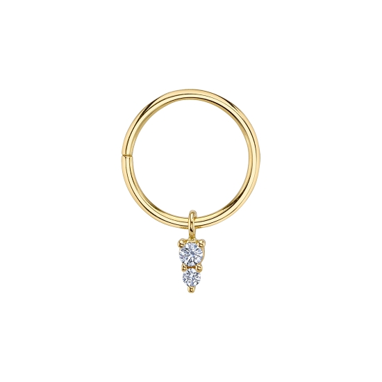 Jeanie 2 Charm Ring - Seam Ring with Nipple Oriented 4x2mm Charm Holding 2mm and 1.5mm Gems