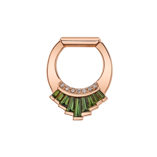 Poetiq - STRAIGHT Hinge Ring with 9x Graduating Baguette Bar Prongs and Inner Row of 7x Round Prong Accents - 10GA STRAIGHT Hinge Closure