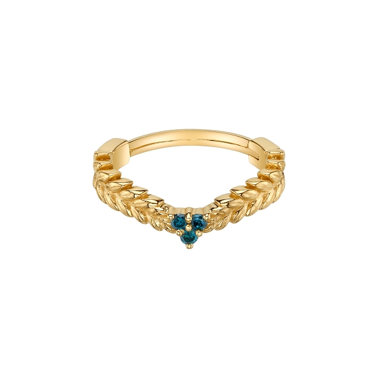 Solstice Hinge Ring - Two Laurel Branches with Tri Prong Cluster in Center - 1.25mm Gems - 16GA Hinge