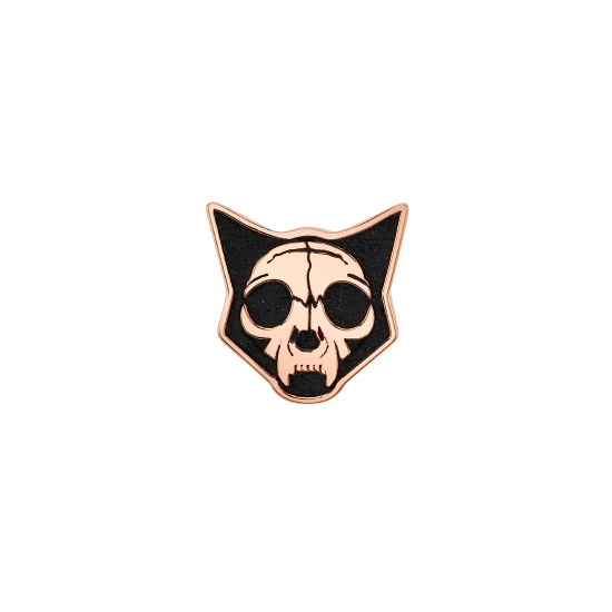 Threaded End with Witch's Familiar -12mm - Cat Head Outline with Raised Edge and Raised Detailed Cat Skull - ANTIQUED RELIEF AND SKULL DETAILS